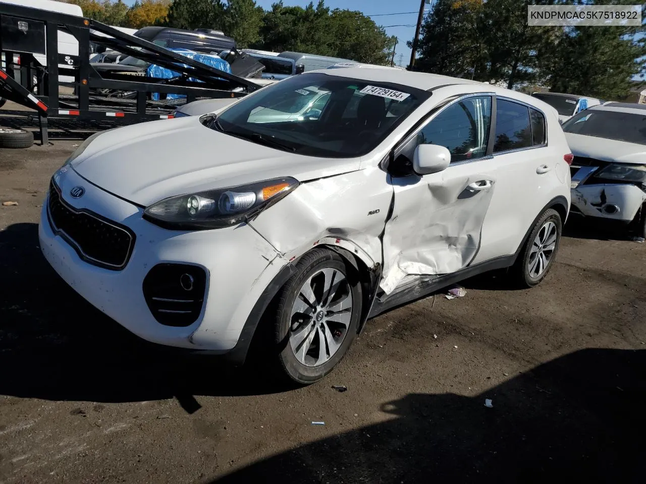 2019 Kia Sportage Lx VIN: KNDPMCAC5K7518922 Lot: 74729154