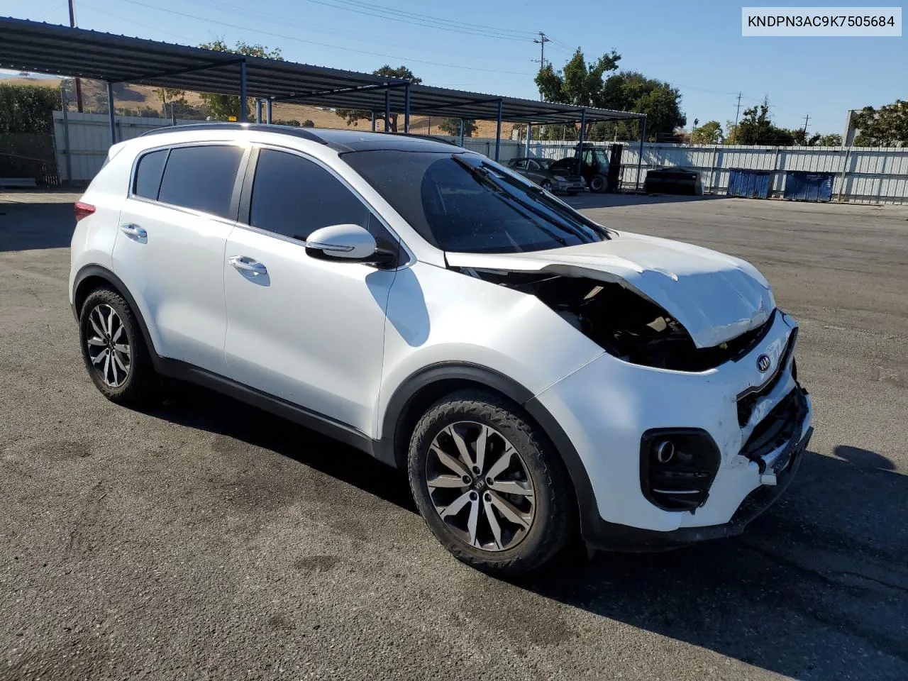 2019 Kia Sportage Ex VIN: KNDPN3AC9K7505684 Lot: 75455484