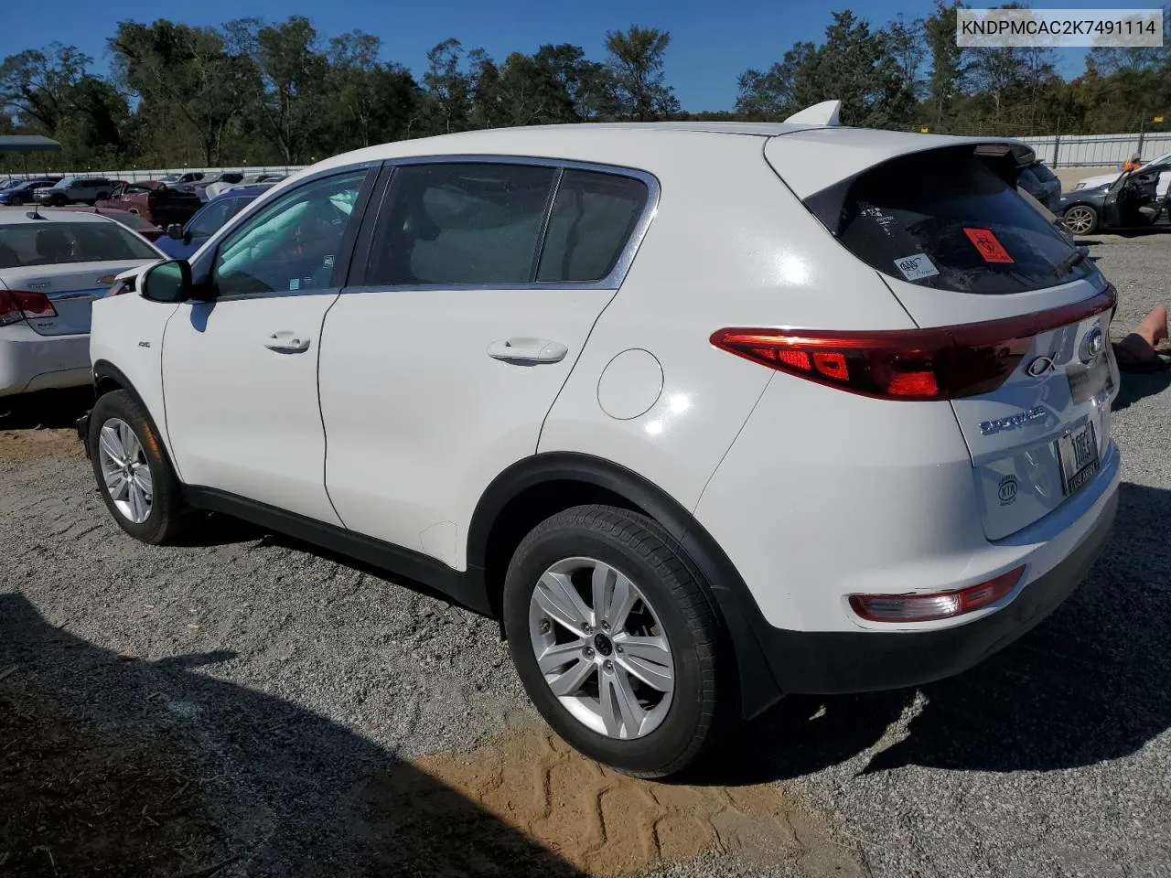 2019 Kia Sportage Lx VIN: KNDPMCAC2K7491114 Lot: 75594434