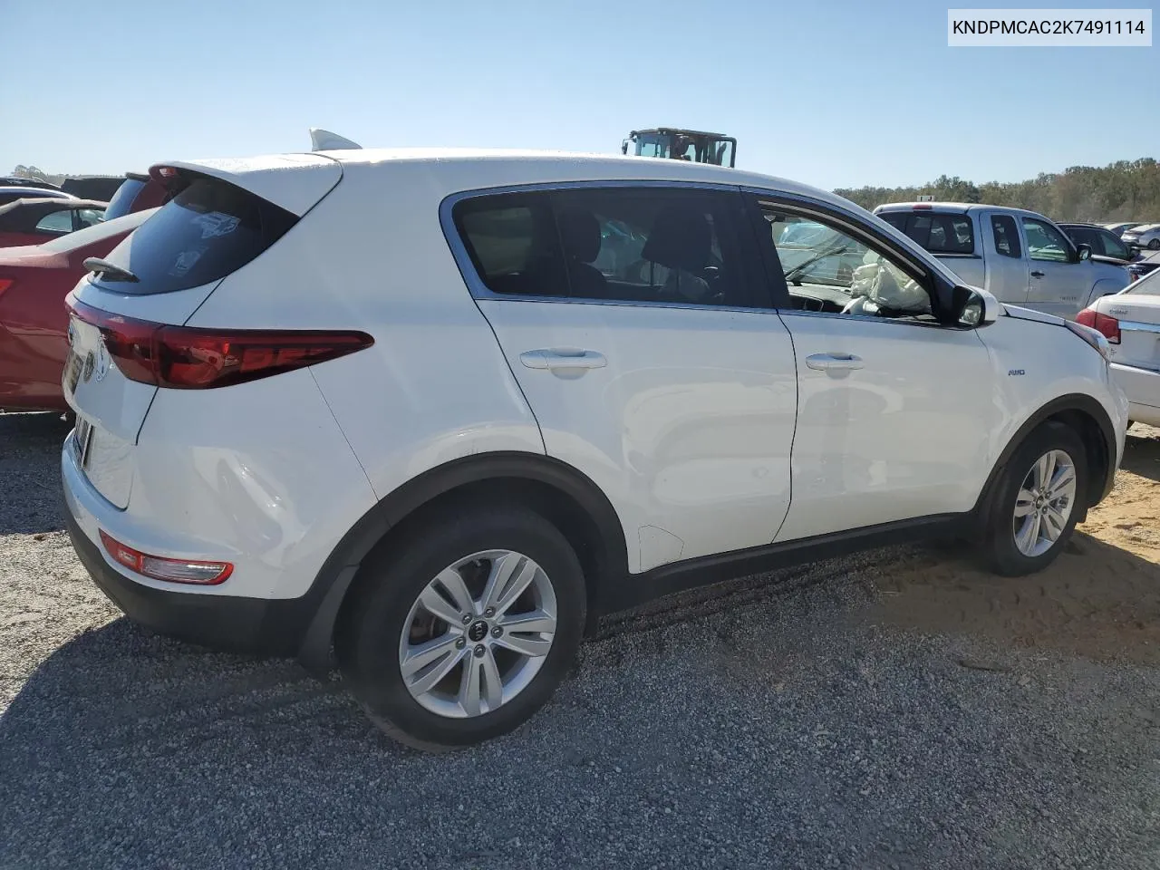 2019 Kia Sportage Lx VIN: KNDPMCAC2K7491114 Lot: 75594434