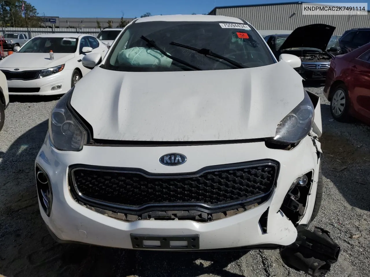 2019 Kia Sportage Lx VIN: KNDPMCAC2K7491114 Lot: 75594434