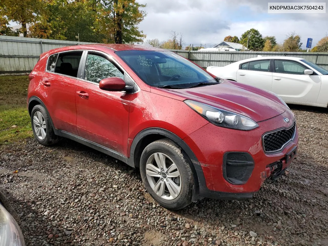 2019 Kia Sportage Lx VIN: KNDPM3AC3K7504243 Lot: 76453084