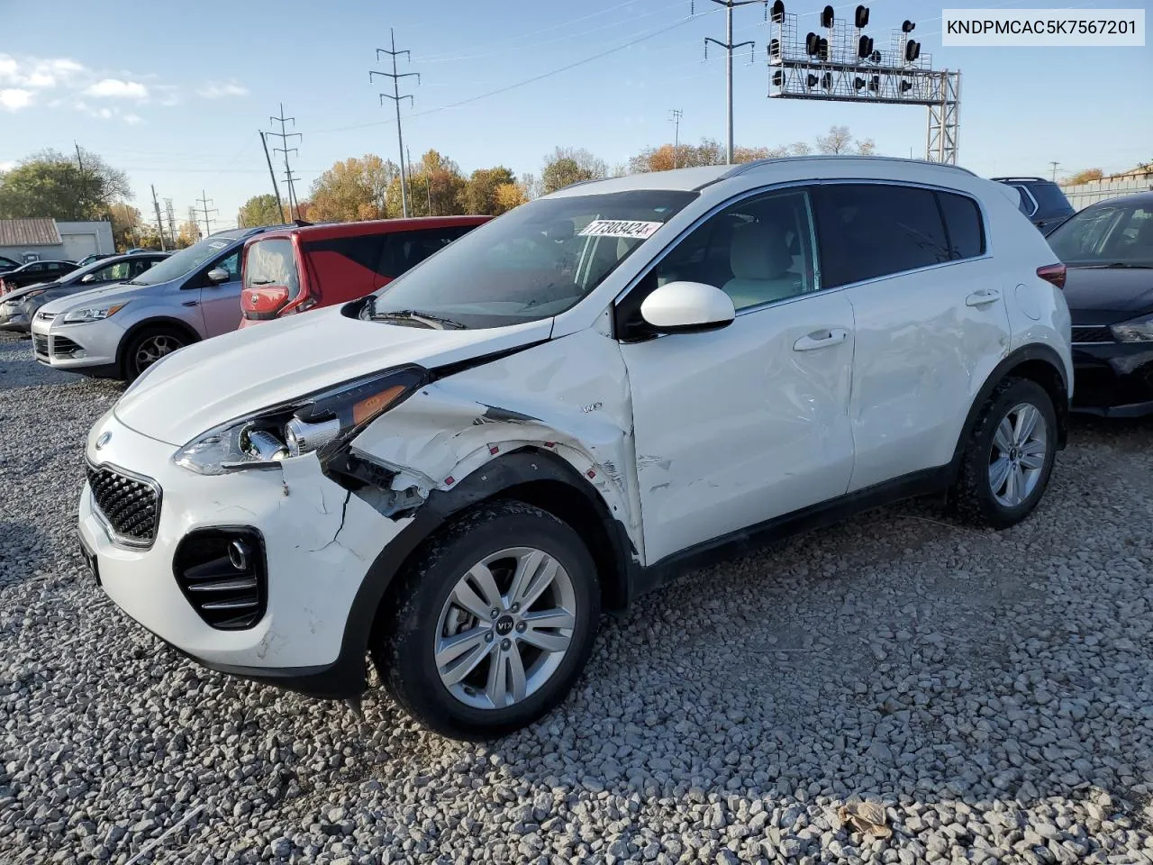 2019 Kia Sportage Lx VIN: KNDPMCAC5K7567201 Lot: 77303424