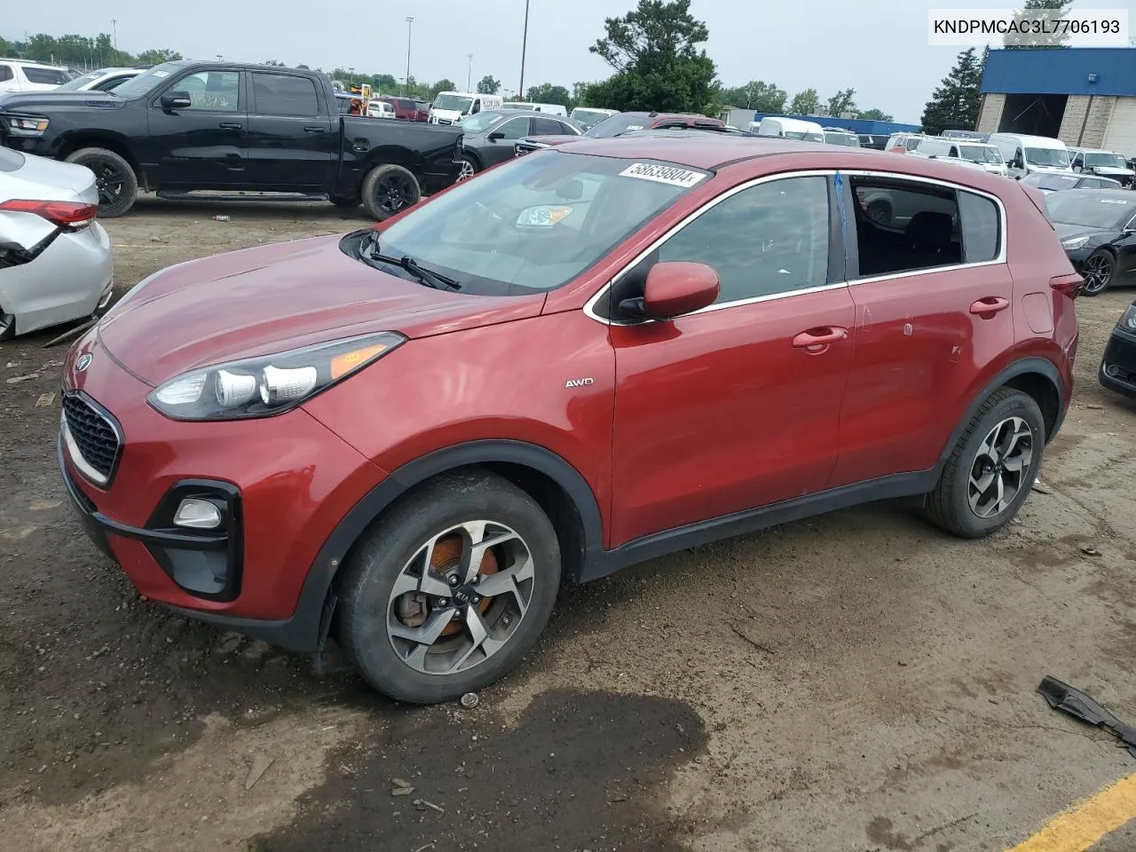 2020 Kia Sportage Lx VIN: KNDPMCAC3L7706193 Lot: 58639804