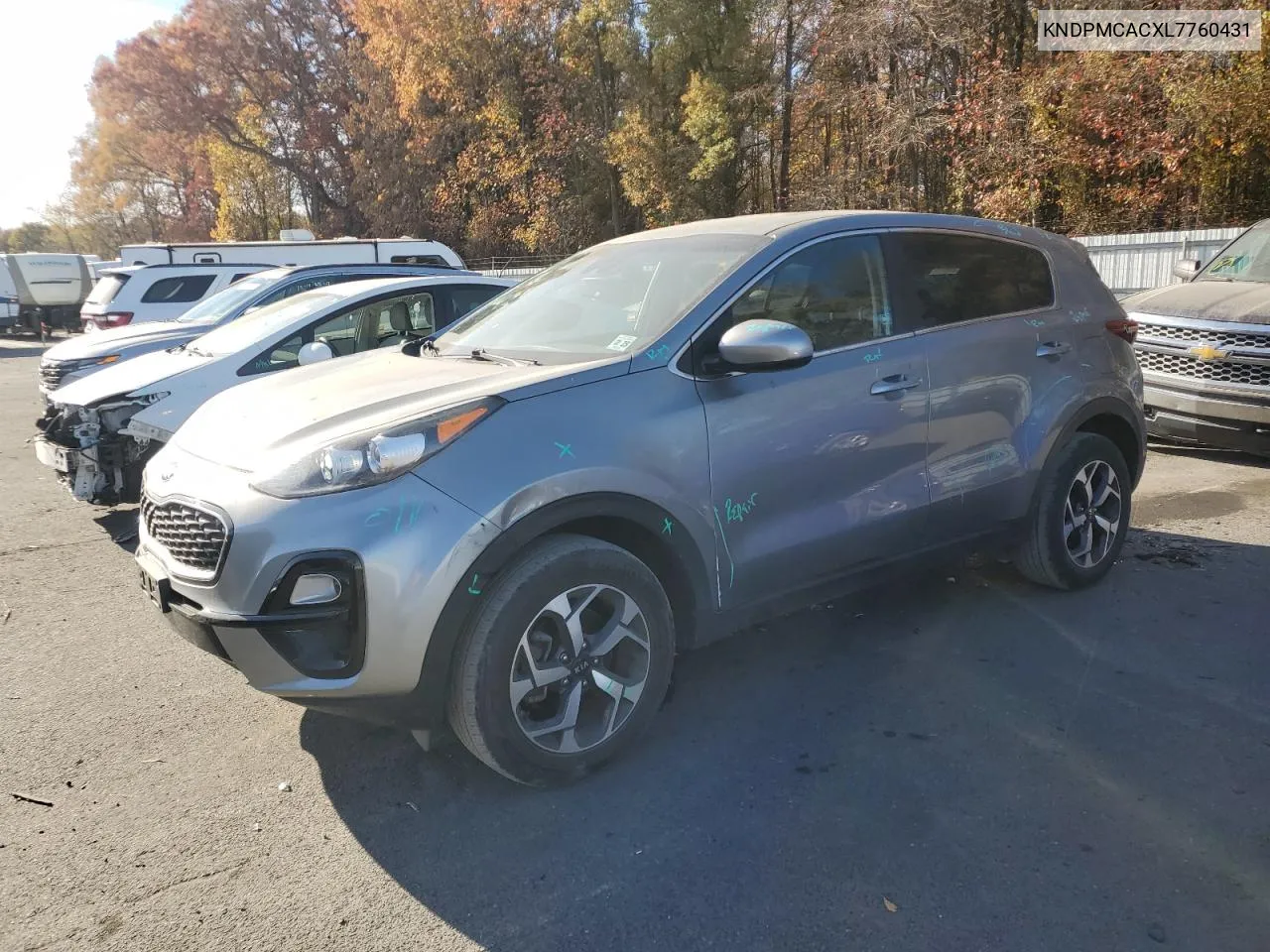 2020 Kia Sportage Lx VIN: KNDPMCACXL7760431 Lot: 77612544