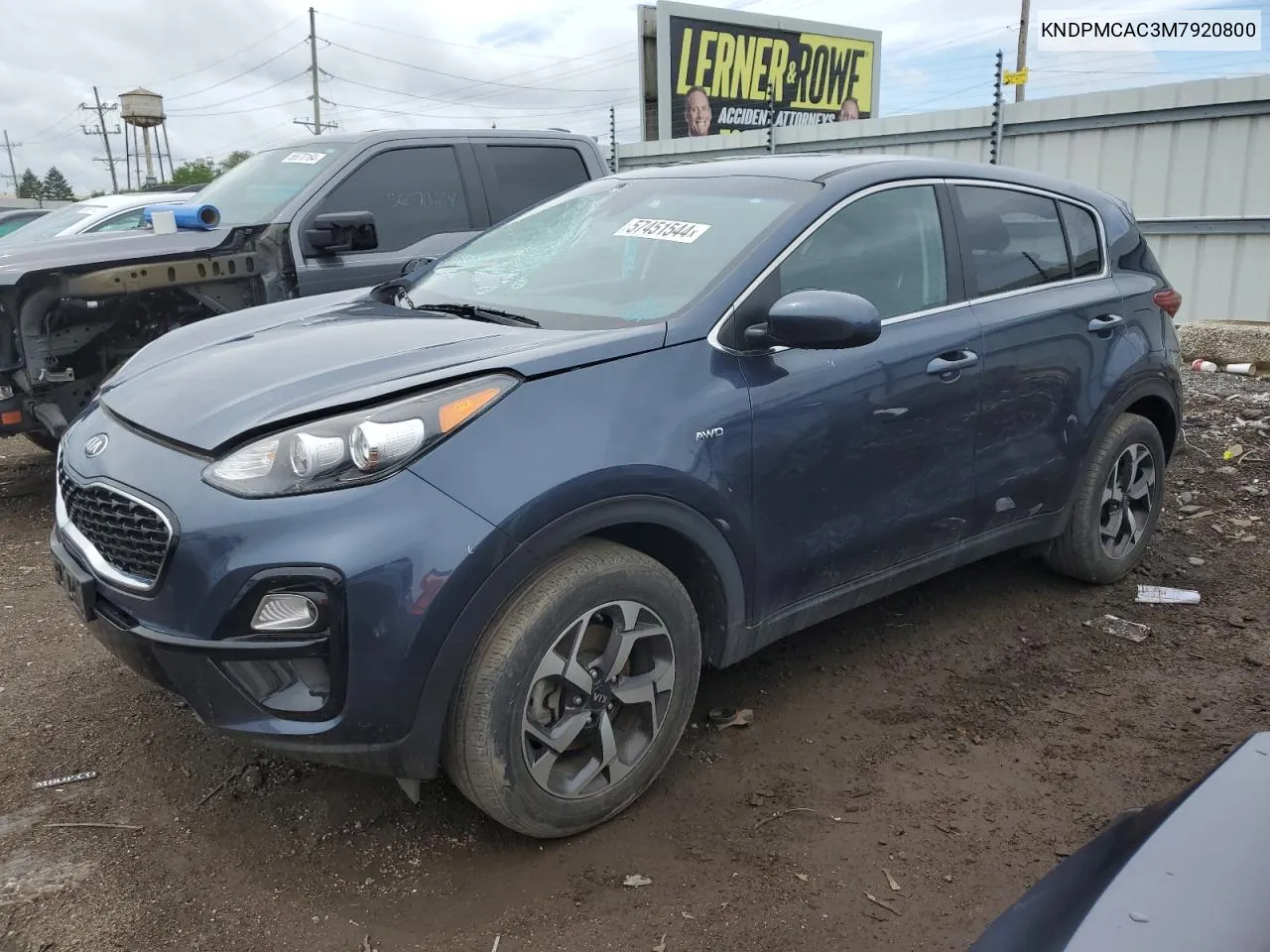 2021 Kia Sportage Lx VIN: KNDPMCAC3M7920800 Lot: 57451544