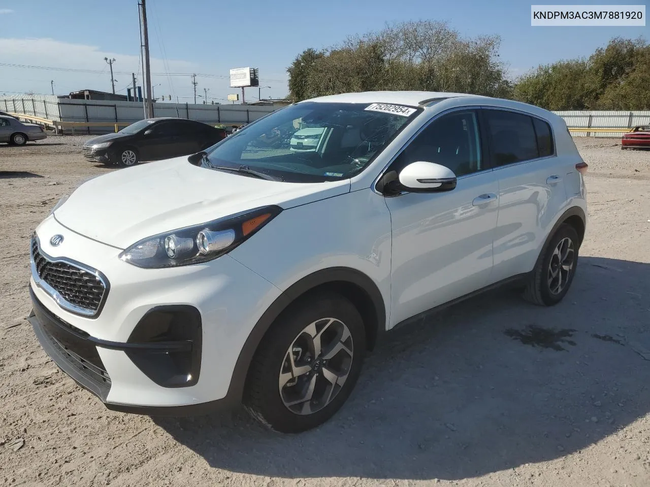 2021 Kia Sportage Lx VIN: KNDPM3AC3M7881920 Lot: 75202954