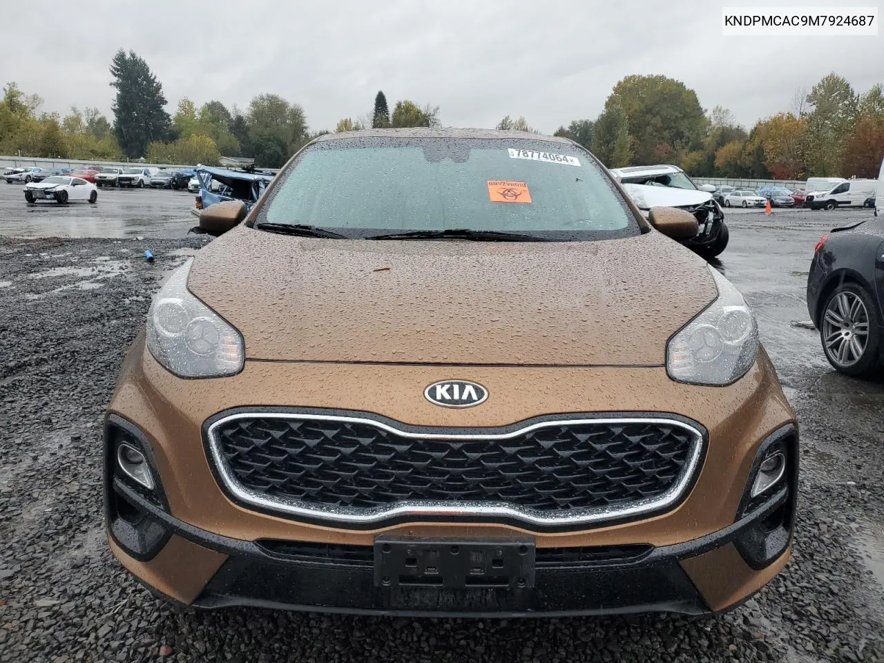 2021 Kia Sportage Lx VIN: KNDPMCAC9M7924687 Lot: 78774064