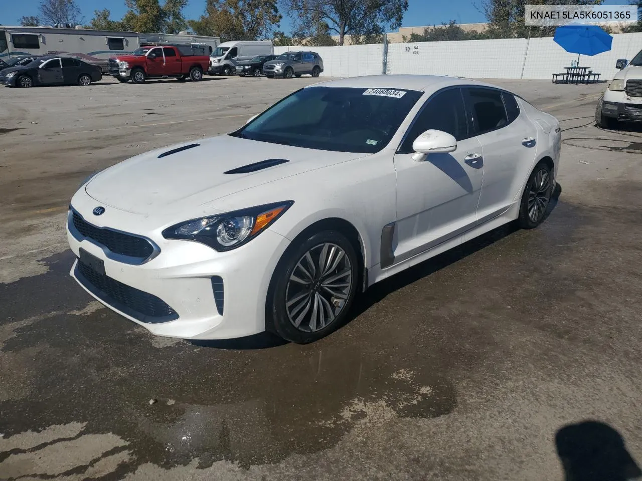 2019 Kia Stinger VIN: KNAE15LA5K6051365 Lot: 74068034