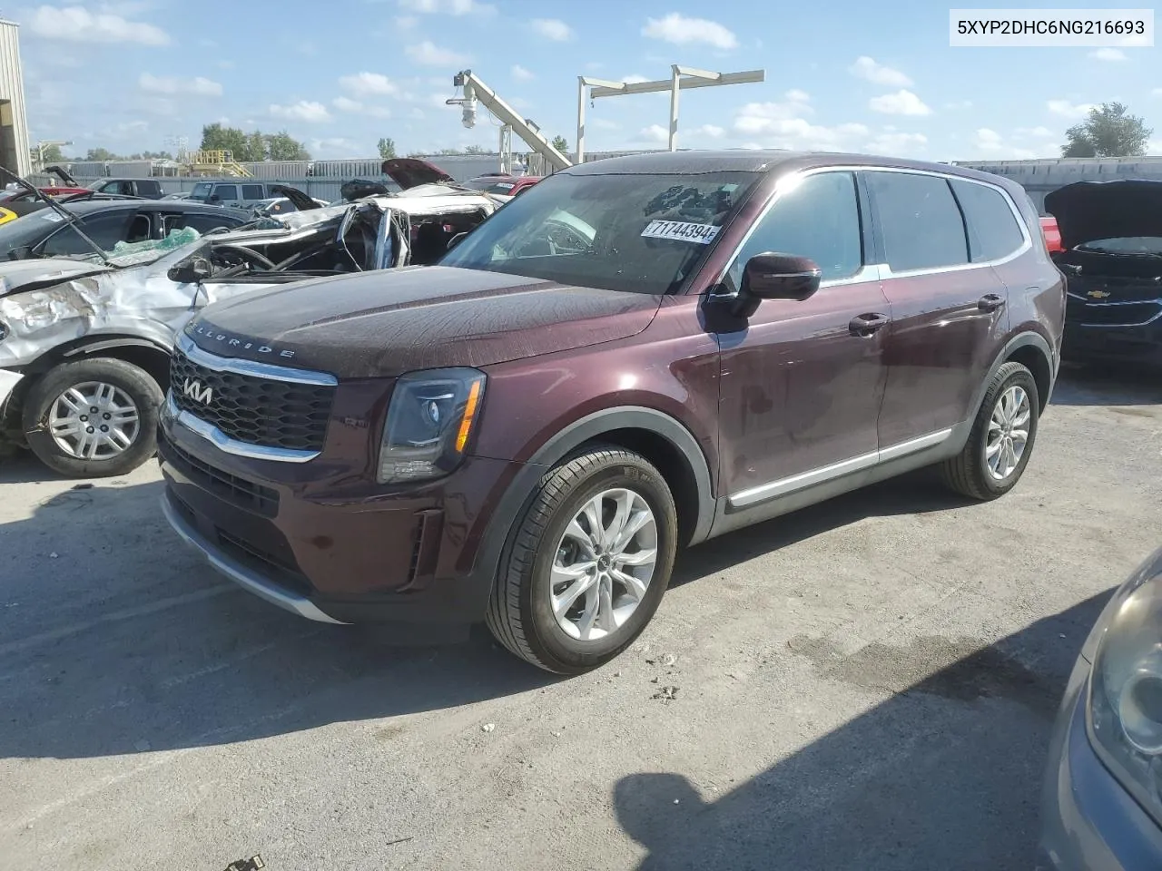 2022 Kia Telluride Lx VIN: 5XYP2DHC6NG216693 Lot: 71744394