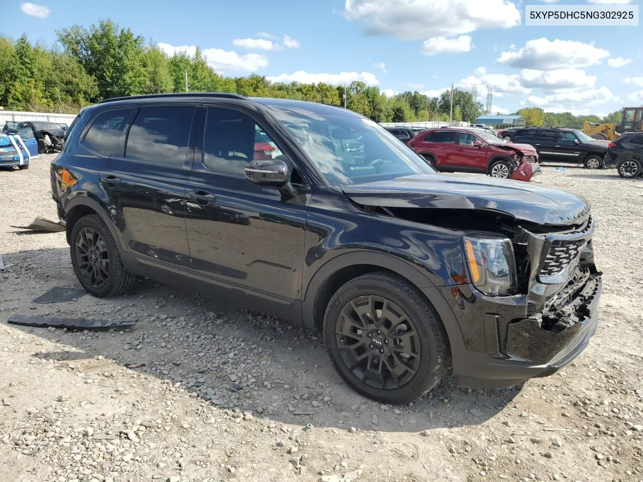 2022 Kia Telluride Sx VIN: 5XYP5DHC5NG302925 Lot: 73100794