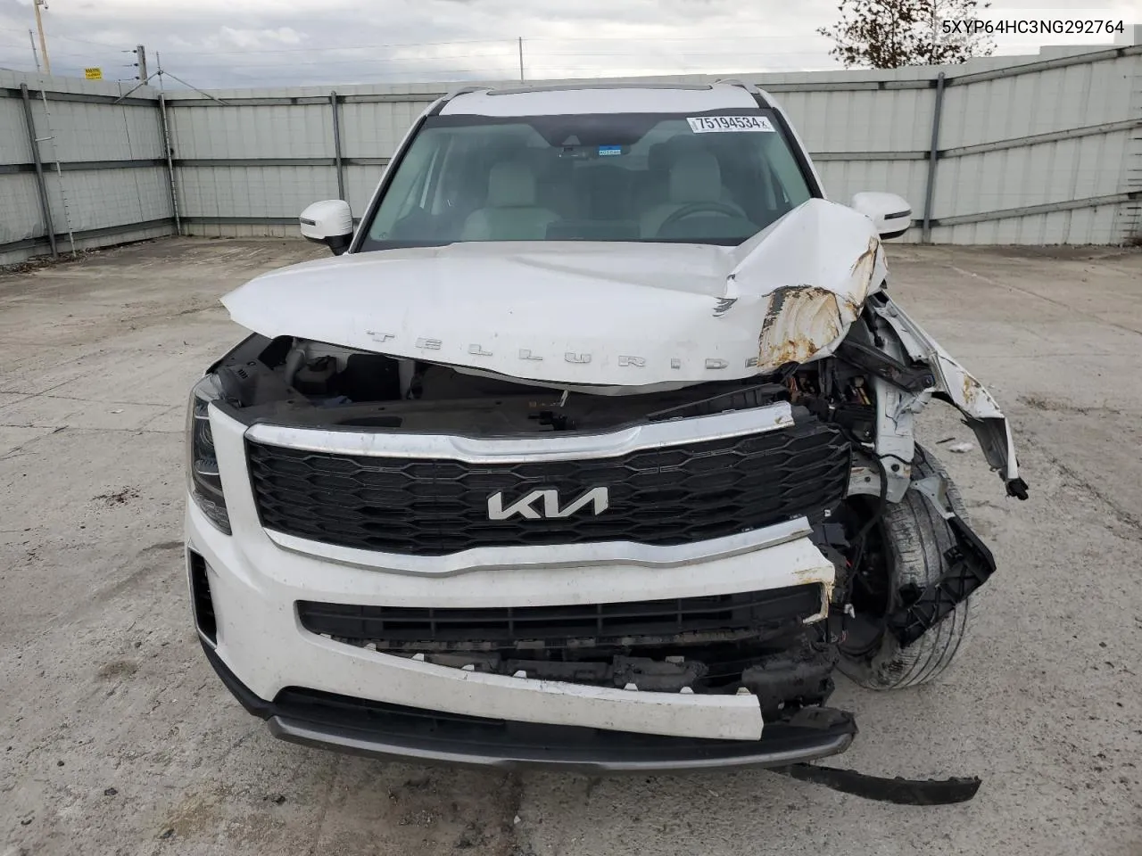 2022 Kia Telluride S VIN: 5XYP64HC3NG292764 Lot: 75194534