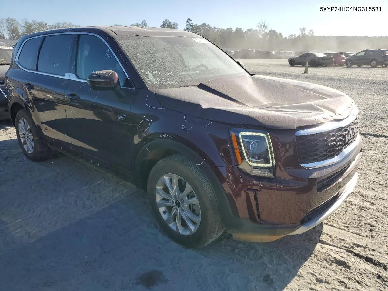 2022 Kia Telluride Lx VIN: 5XYP24HC4NG315531 Lot: 75648754