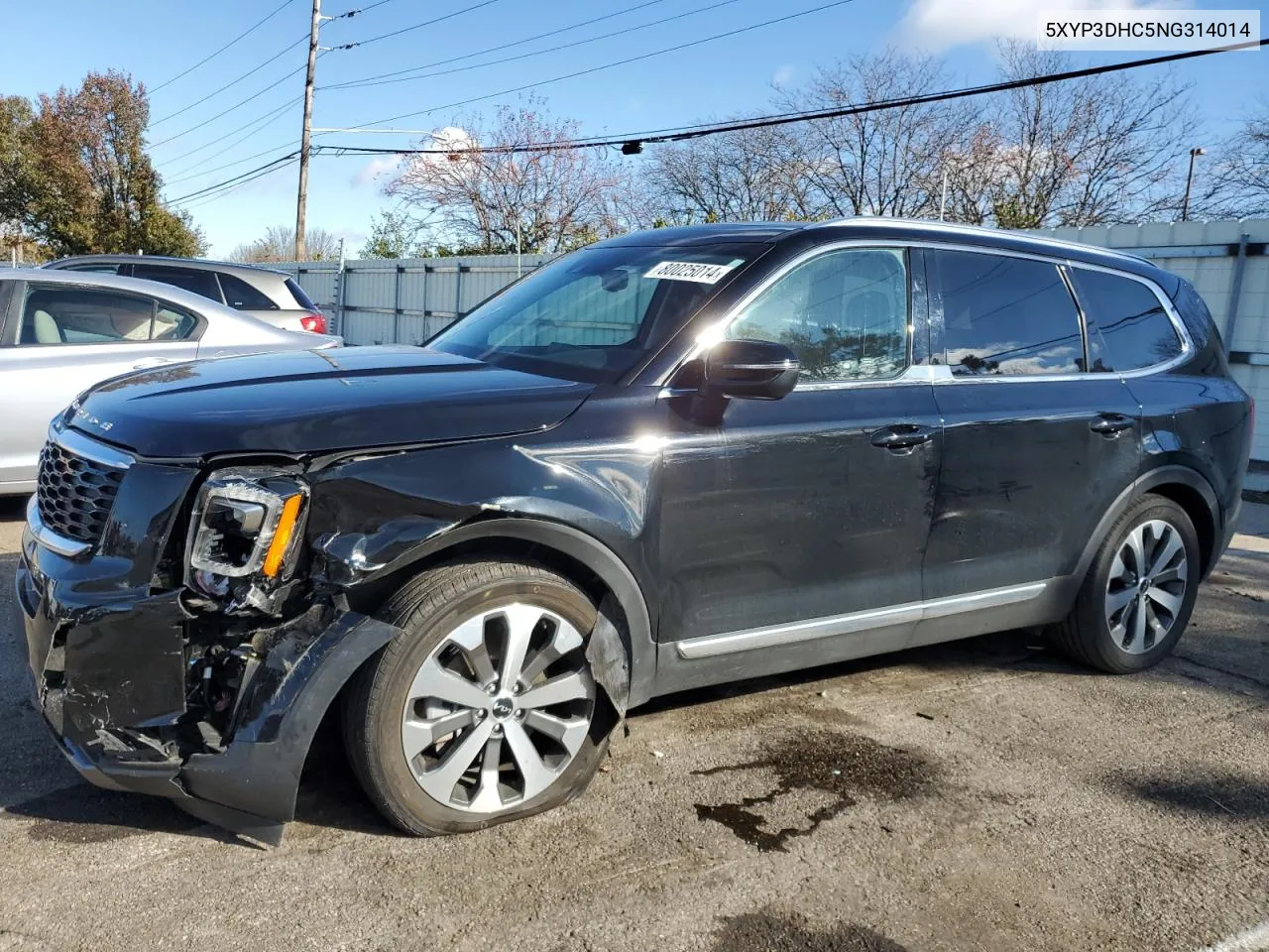 2022 Kia Telluride Ex VIN: 5XYP3DHC5NG314014 Lot: 80025014