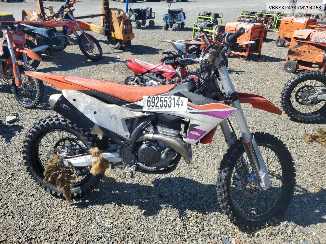 2024 Ktm 350 Sx-F VIN: VBKSXP433RM294063 Lot: 69255314