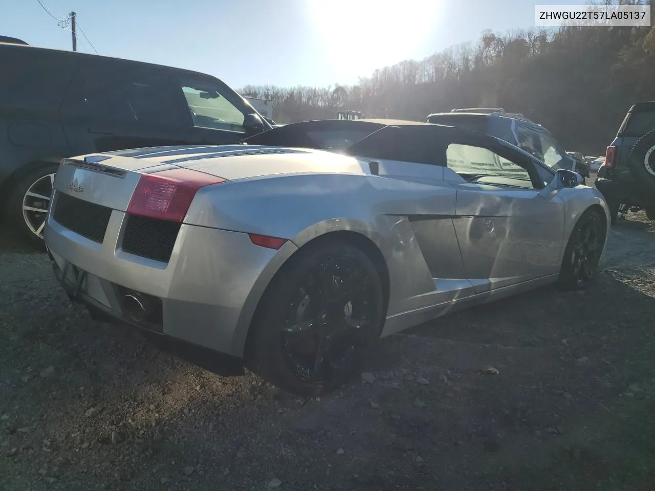 2007 Lamborghini Gallardo Spyder VIN: ZHWGU22T57LA05137 Lot: 78841294