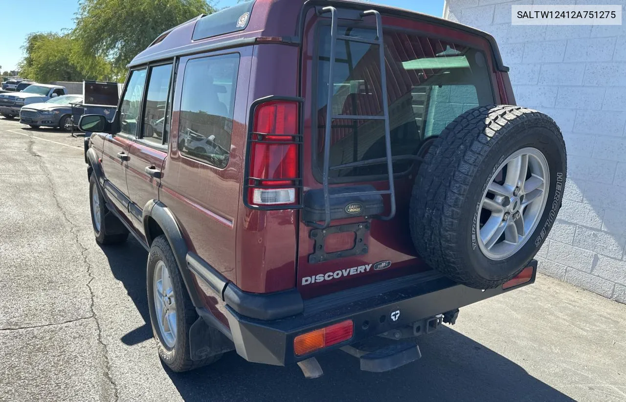 2002 Land Rover Discovery Ii Se VIN: SALTW12412A751275 Lot: 78050674