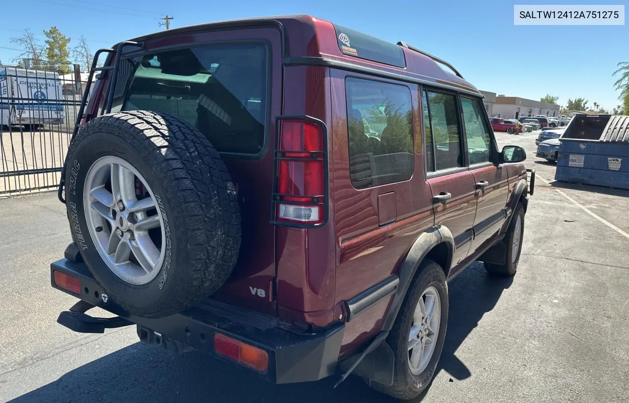 2002 Land Rover Discovery Ii Se VIN: SALTW12412A751275 Lot: 78050674