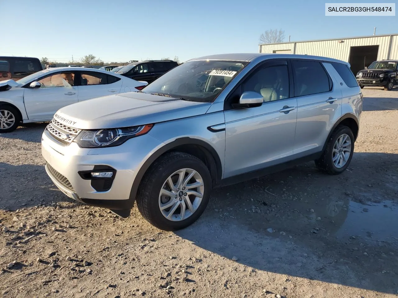 2016 Land Rover Discovery Sport Hse VIN: SALCR2BG3GH548474 Lot: 79281454