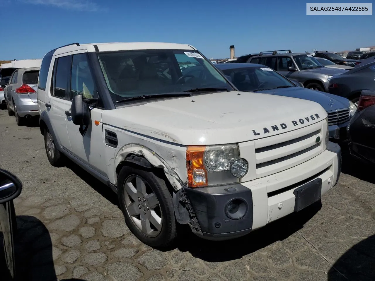 2007 Land Rover Lr3 Hse VIN: SALAG25487A422585 Lot: 65769034