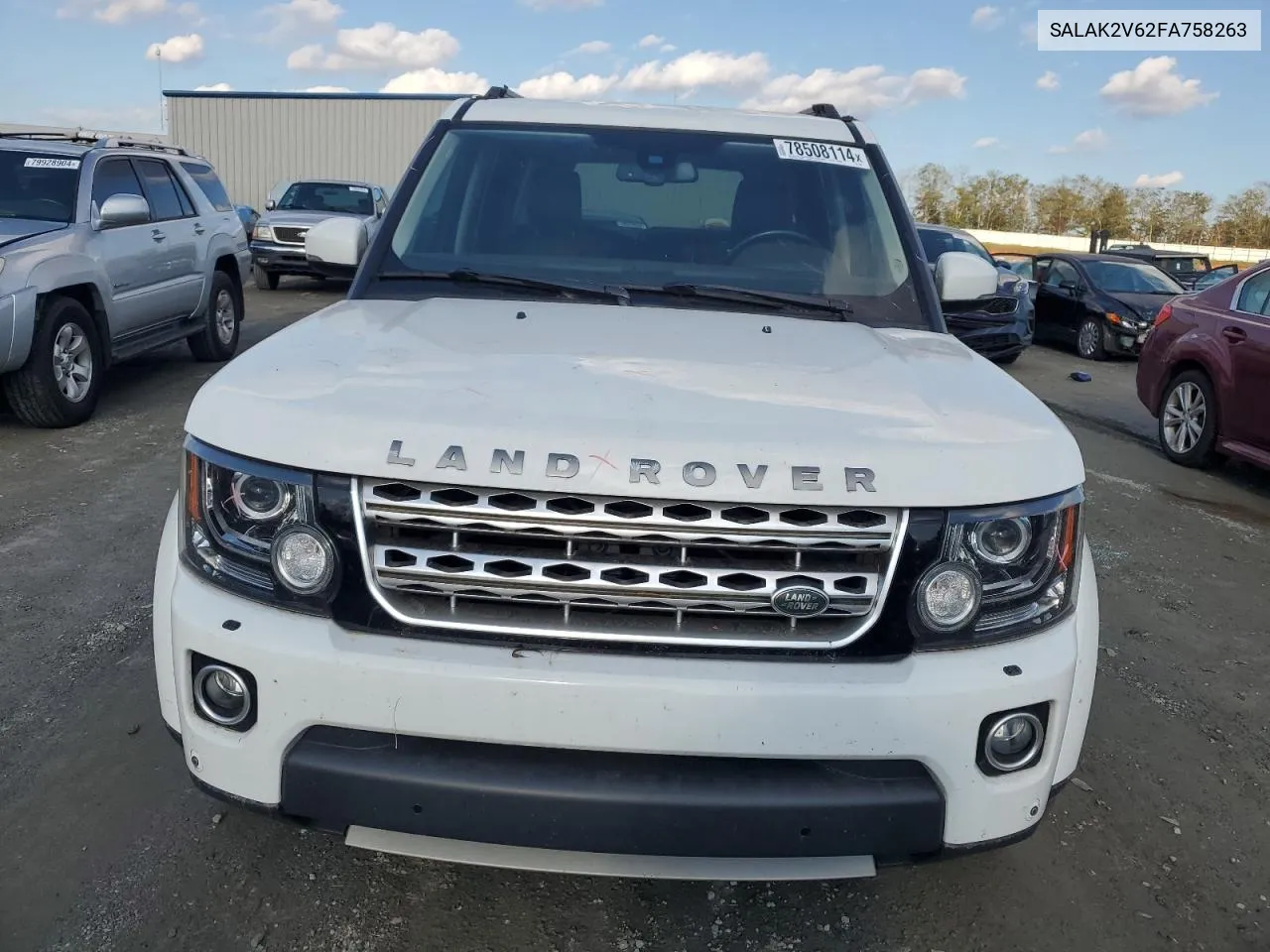 2015 Land Rover Lr4 Hse Luxury VIN: SALAK2V62FA758263 Lot: 78508114