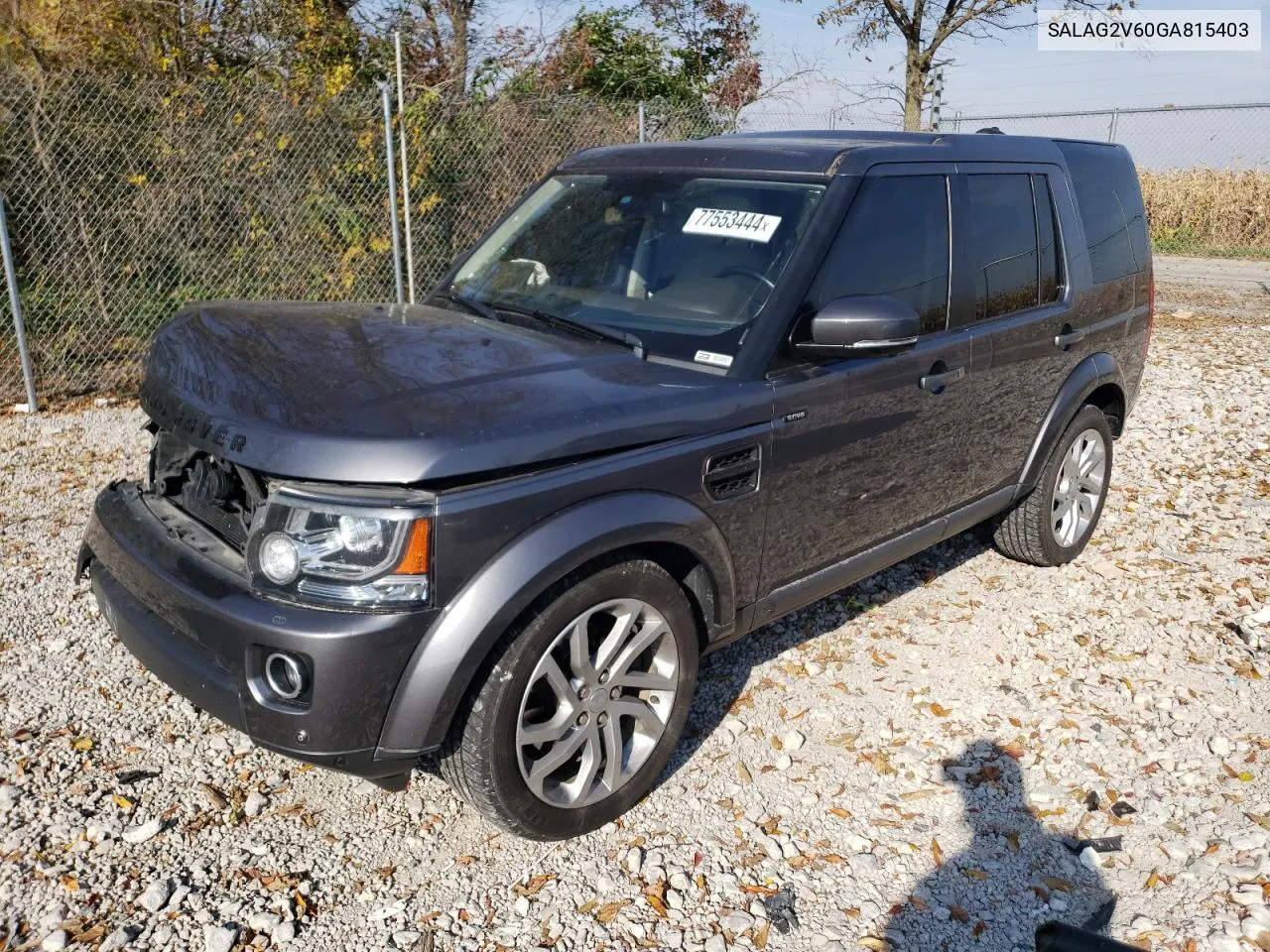 2016 Land Rover Lr4 Hse VIN: SALAG2V60GA815403 Lot: 77553444