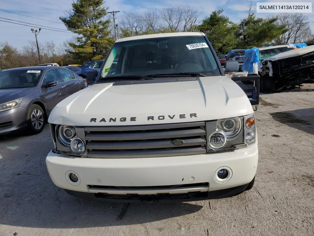 2003 Land Rover Range Rover Hse VIN: SALME11413A120214 Lot: 78830704