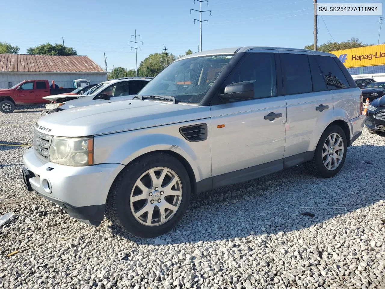 2007 Land Rover Range Rover Sport Hse VIN: SALSK25427A118994 Lot: 71041944