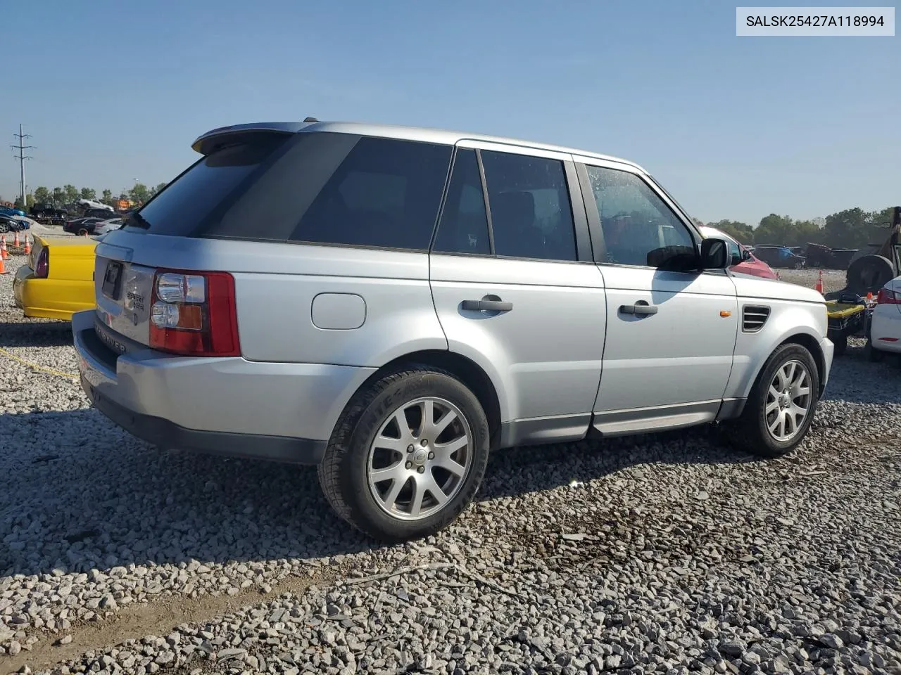 2007 Land Rover Range Rover Sport Hse VIN: SALSK25427A118994 Lot: 71041944