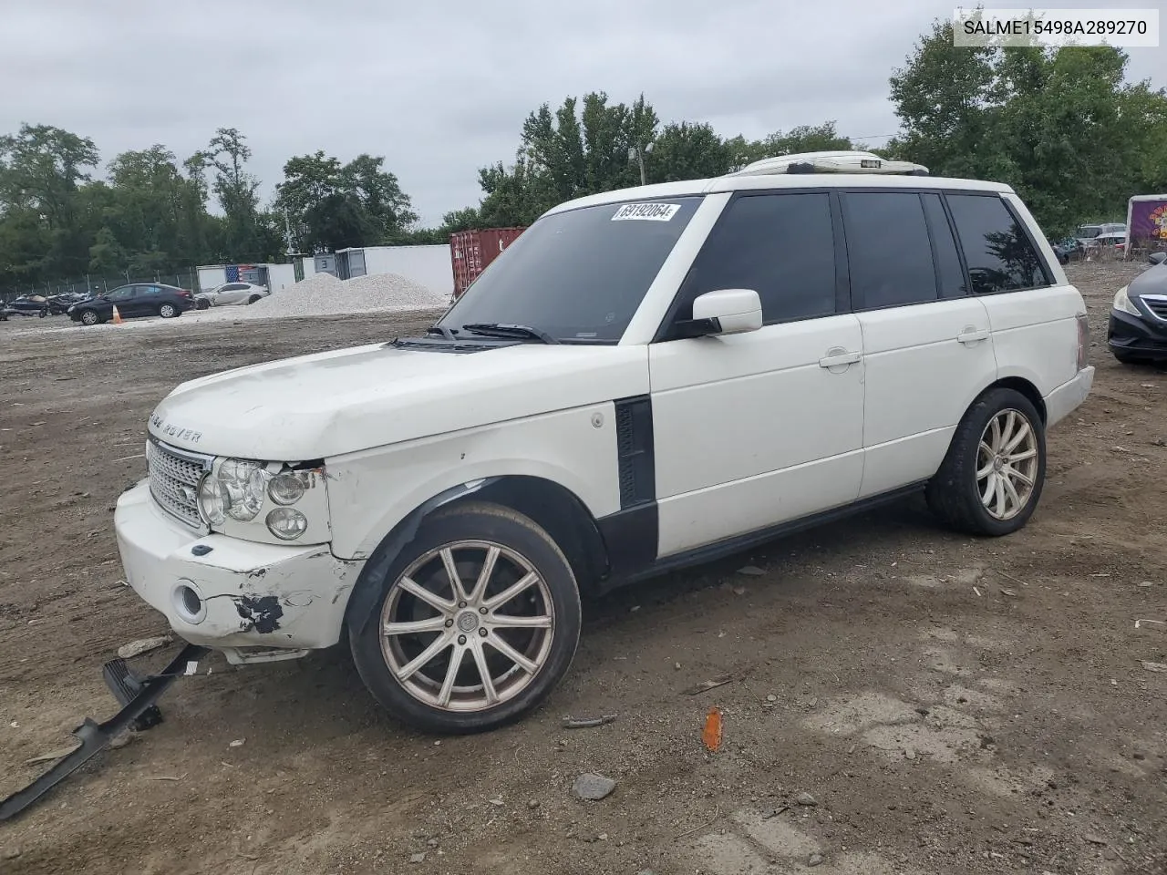 2008 Land Rover Range Rover Hse VIN: SALME15498A289270 Lot: 69192064