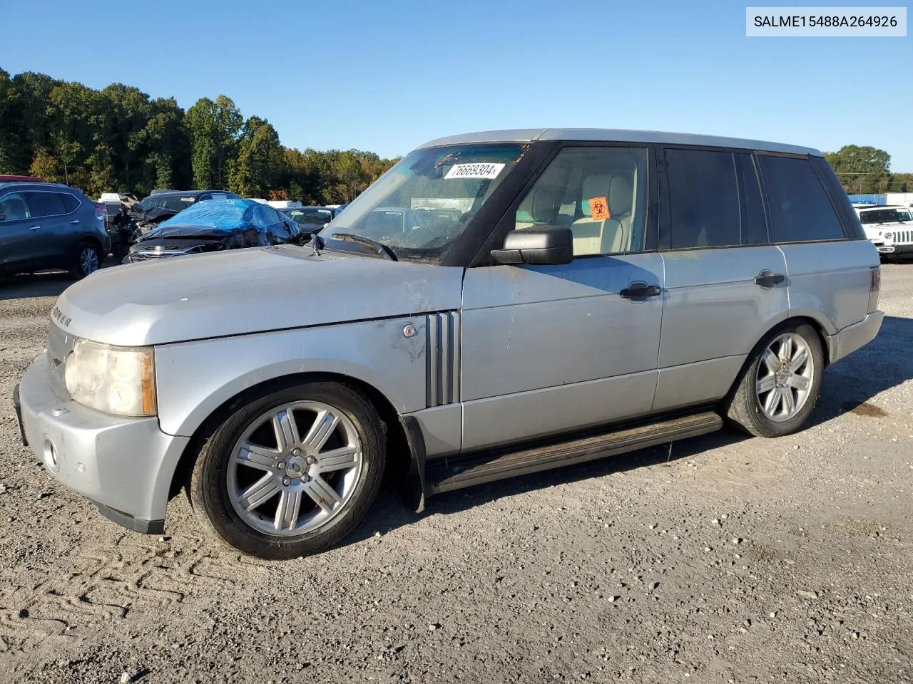 2008 Land Rover Range Rover Hse VIN: SALME15488A264926 Lot: 76669304