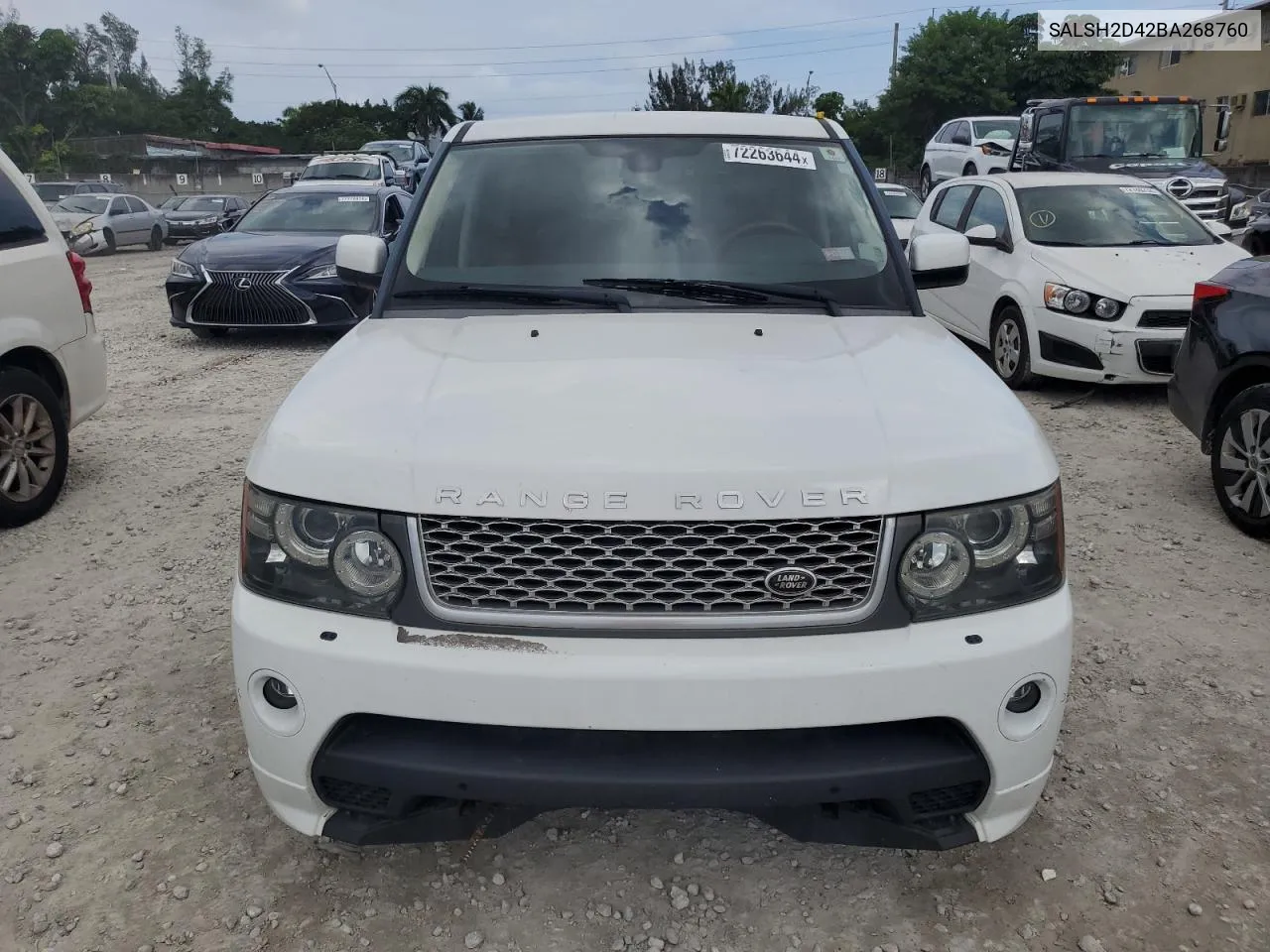 2011 Land Rover Range Rover Sport Sc VIN: SALSH2D42BA268760 Lot: 72263644