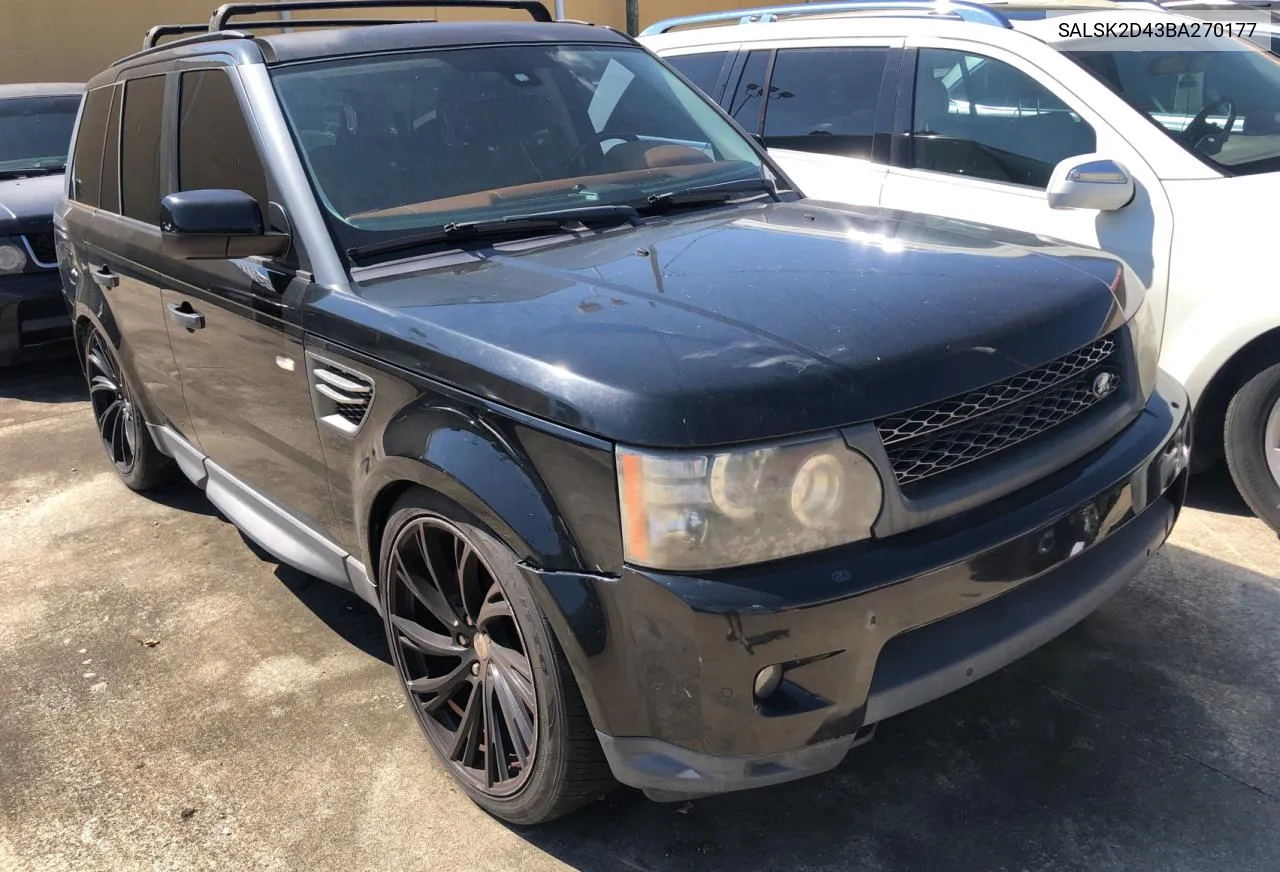 2011 Land Rover Range Rover Sport Lux VIN: SALSK2D43BA270177 Lot: 72555934