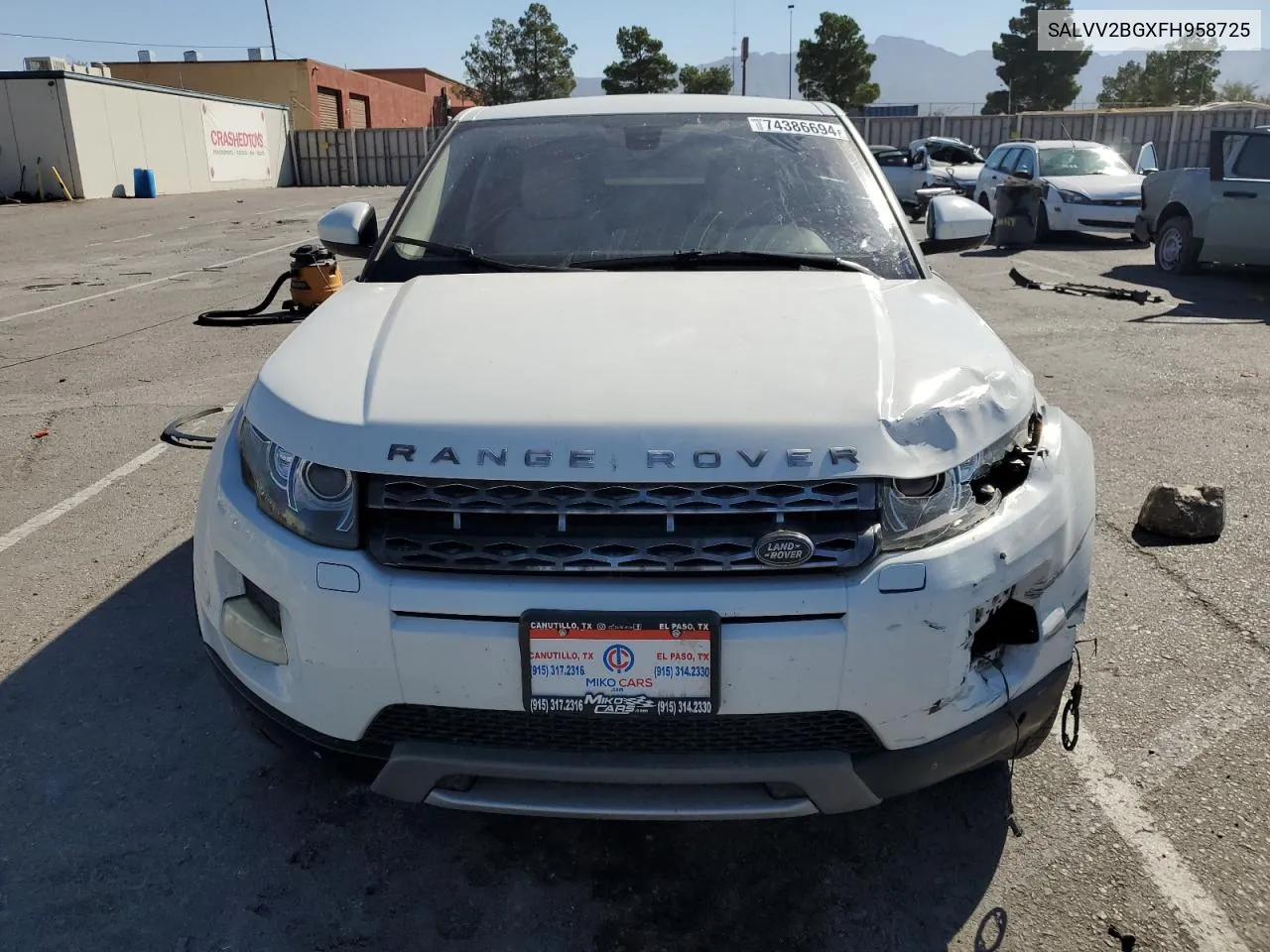 2015 Land Rover Range Rover Evoque Prestige Premium VIN: SALVV2BGXFH958725 Lot: 74386694