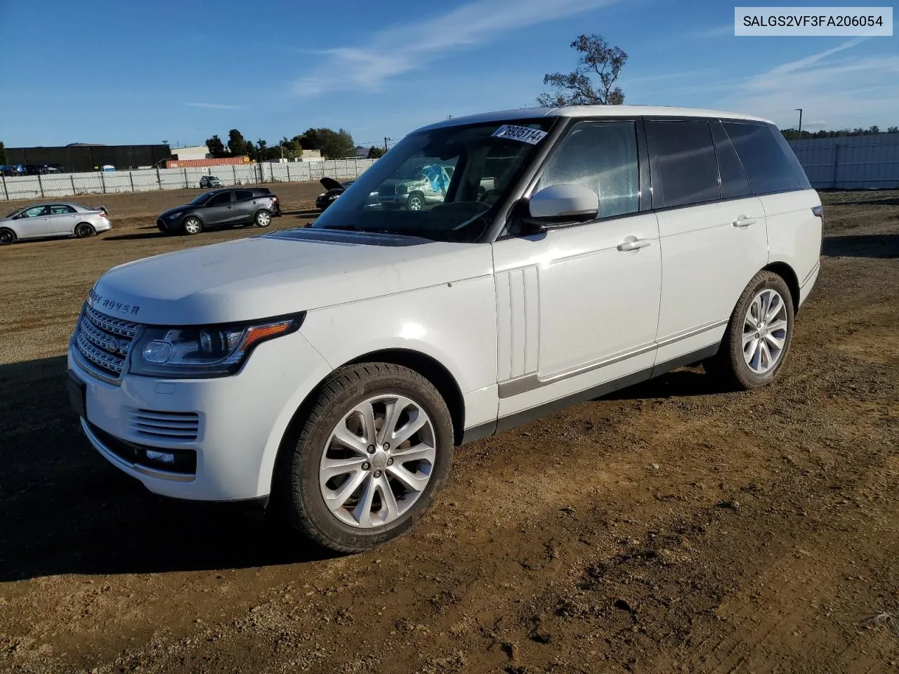 2015 Land Rover Range Rover Hse VIN: SALGS2VF3FA206054 Lot: 78935114