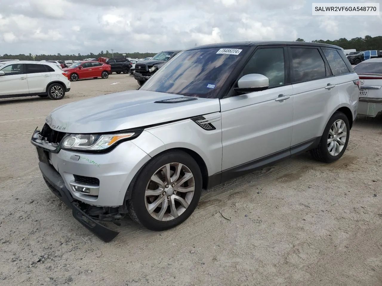 2016 Land Rover Range Rover Sport Hse VIN: SALWR2VF6GA548770 Lot: 78486224