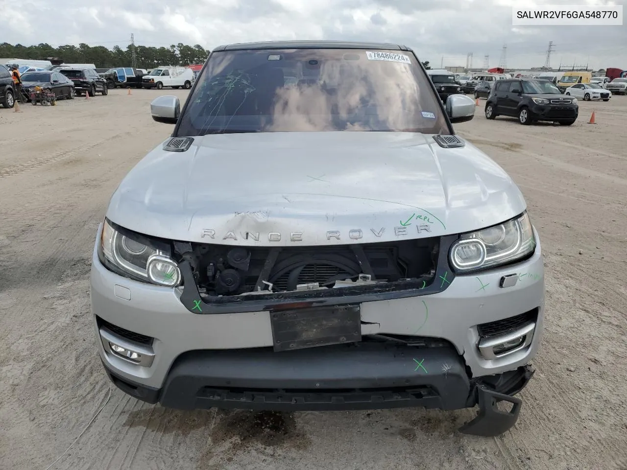 2016 Land Rover Range Rover Sport Hse VIN: SALWR2VF6GA548770 Lot: 78486224