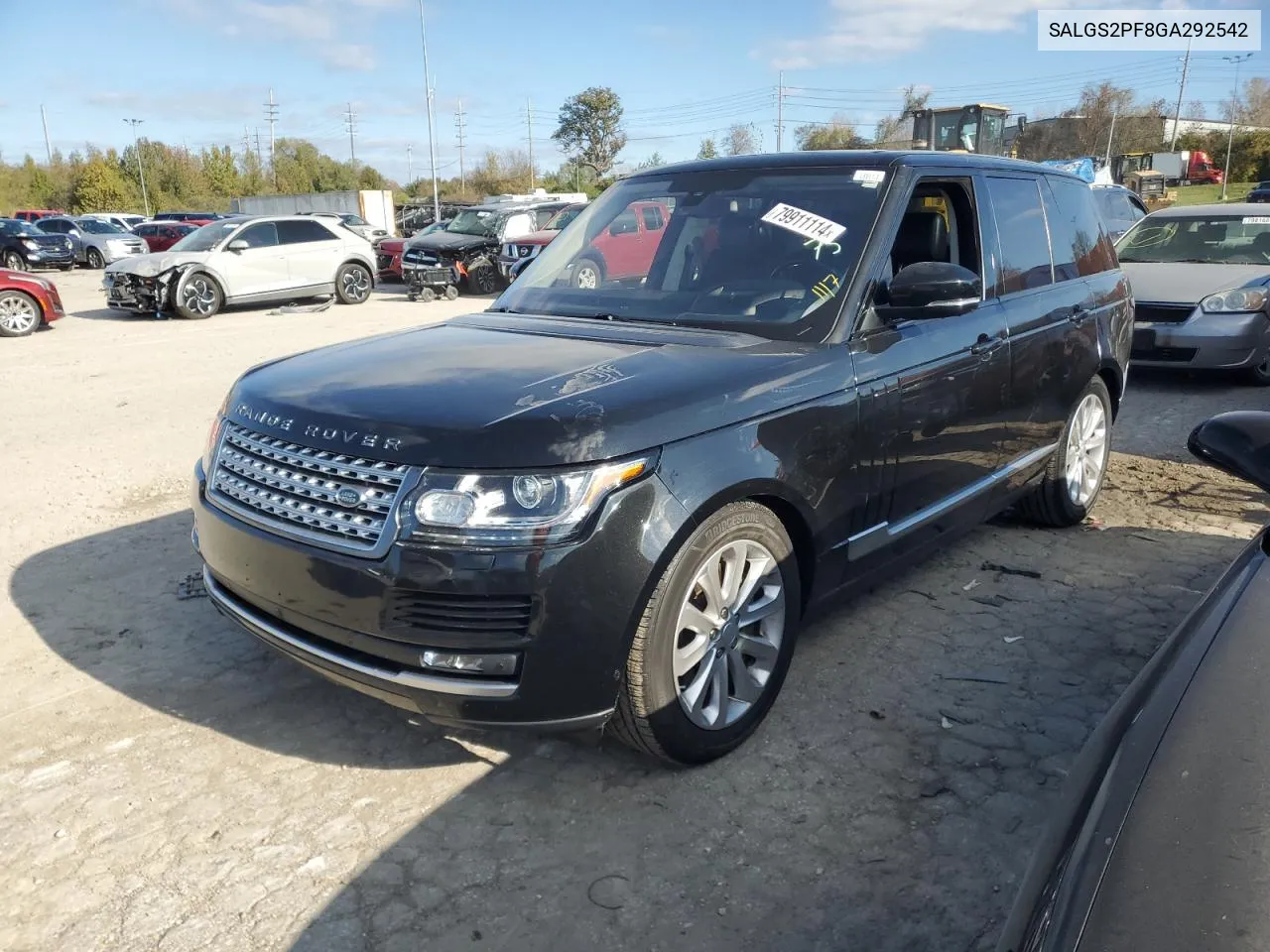 2016 Land Rover Range Rover Hse VIN: SALGS2PF8GA292542 Lot: 79911114