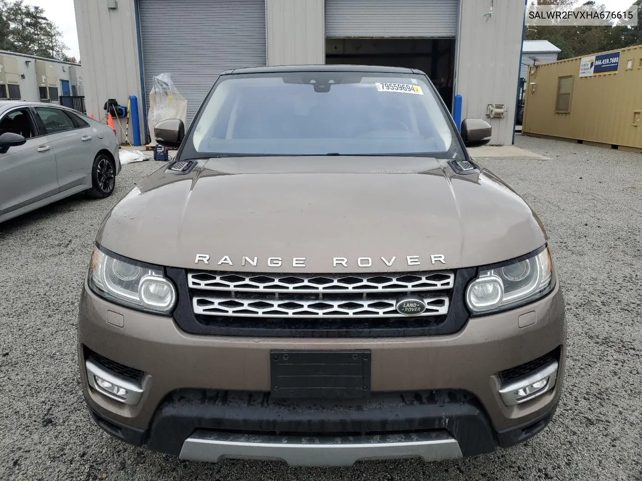 2017 Land Rover Range Rover Sport Hse VIN: SALWR2FVXHA676615 Lot: 79559694