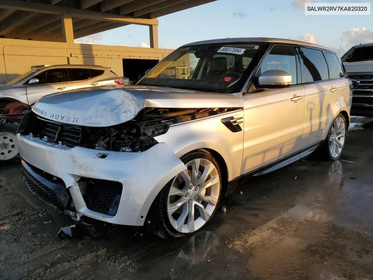 2019 Land Rover Range Rover Sport Hse VIN: SALWR2RV7KA820320 Lot: 80617594