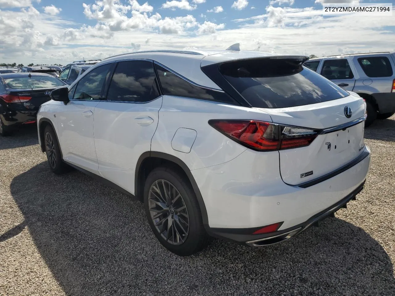 2021 Lexus Rx 350 F Sport VIN: 2T2YZMDA6MC271994 Lot: 74184224