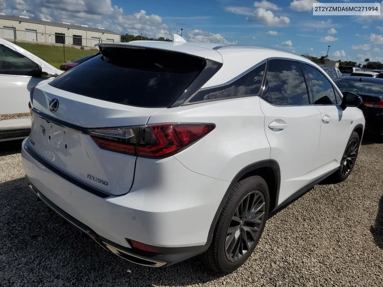 2021 Lexus Rx 350 F Sport VIN: 2T2YZMDA6MC271994 Lot: 74184224