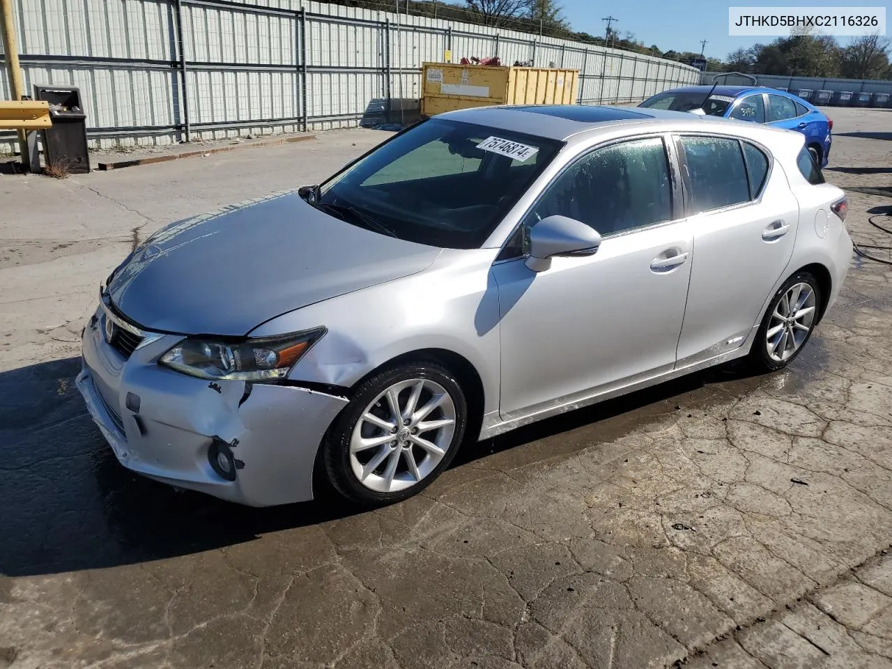 2012 Lexus Ct 200 VIN: JTHKD5BHXC2116326 Lot: 75746874