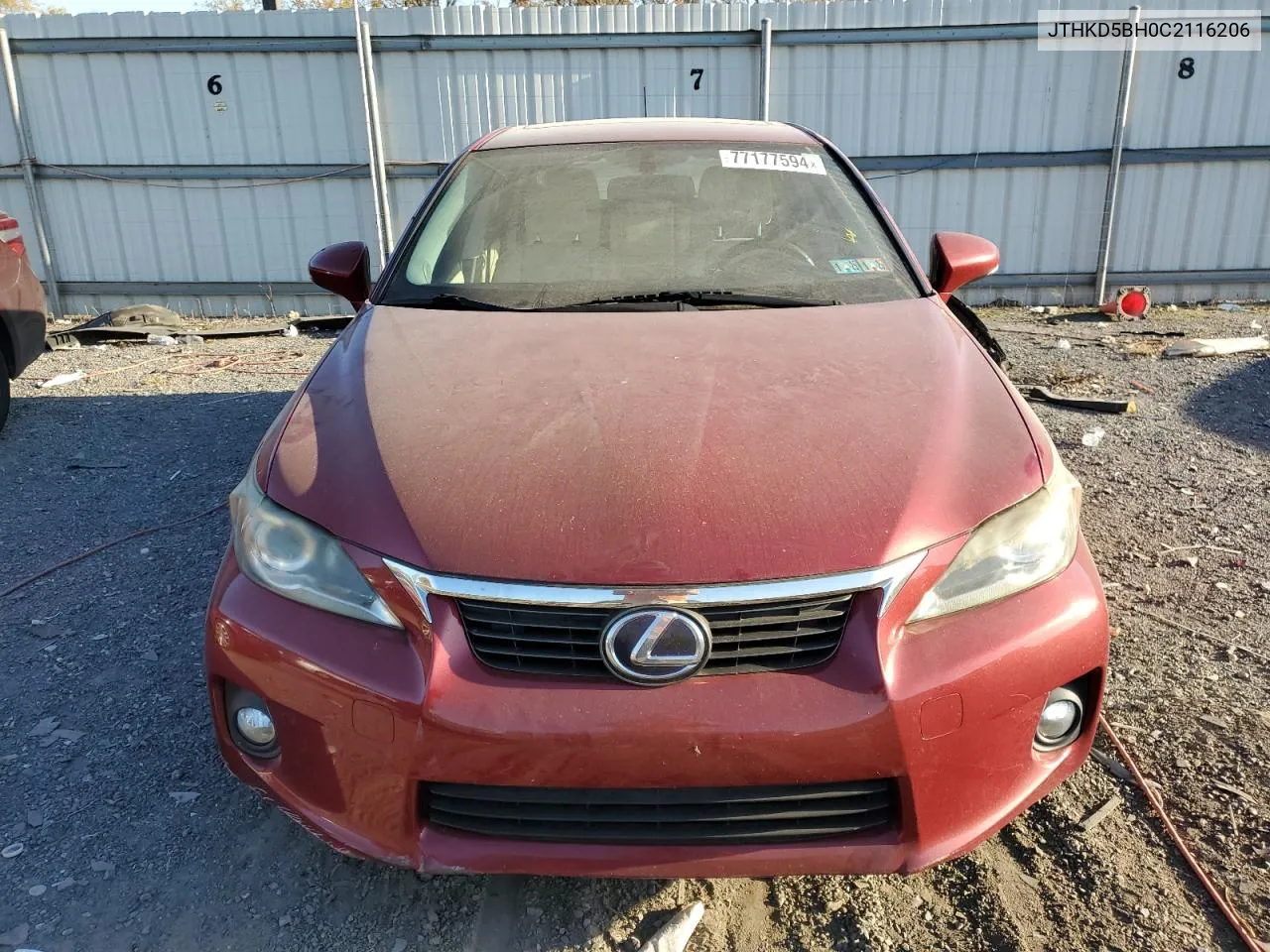 2012 Lexus Ct 200 VIN: JTHKD5BH0C2116206 Lot: 77177594