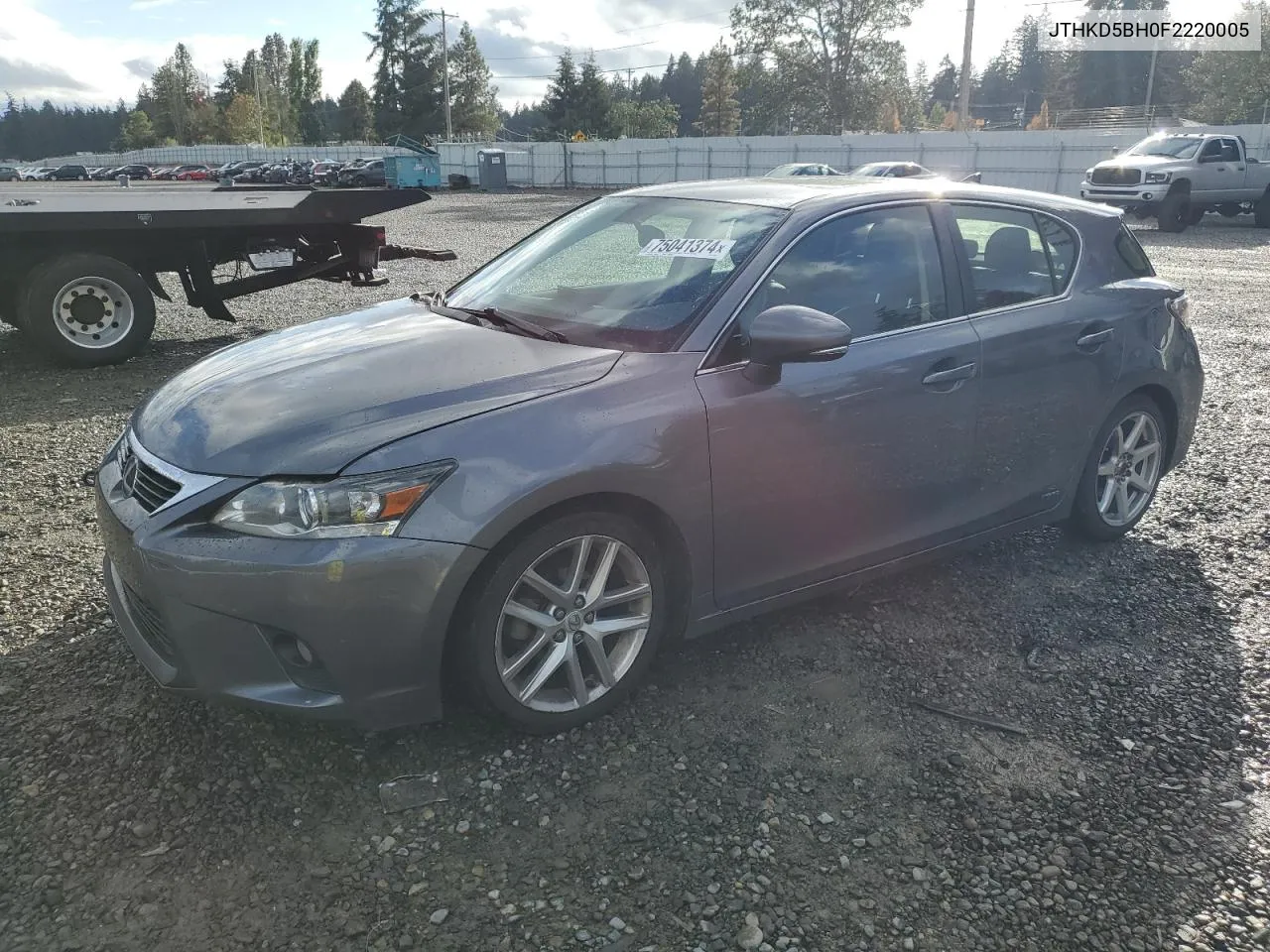 2015 Lexus Ct 200 VIN: JTHKD5BH0F2220005 Lot: 75041374