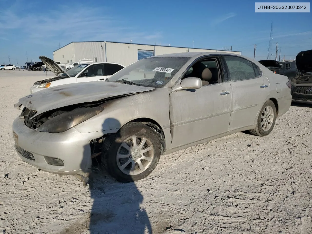 2002 Lexus Es 300 VIN: JTHBF30G320070342 Lot: 78106144