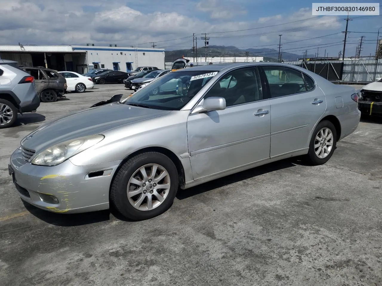 2003 Lexus Es 300 VIN: JTHBF30G830146980 Lot: 52579124