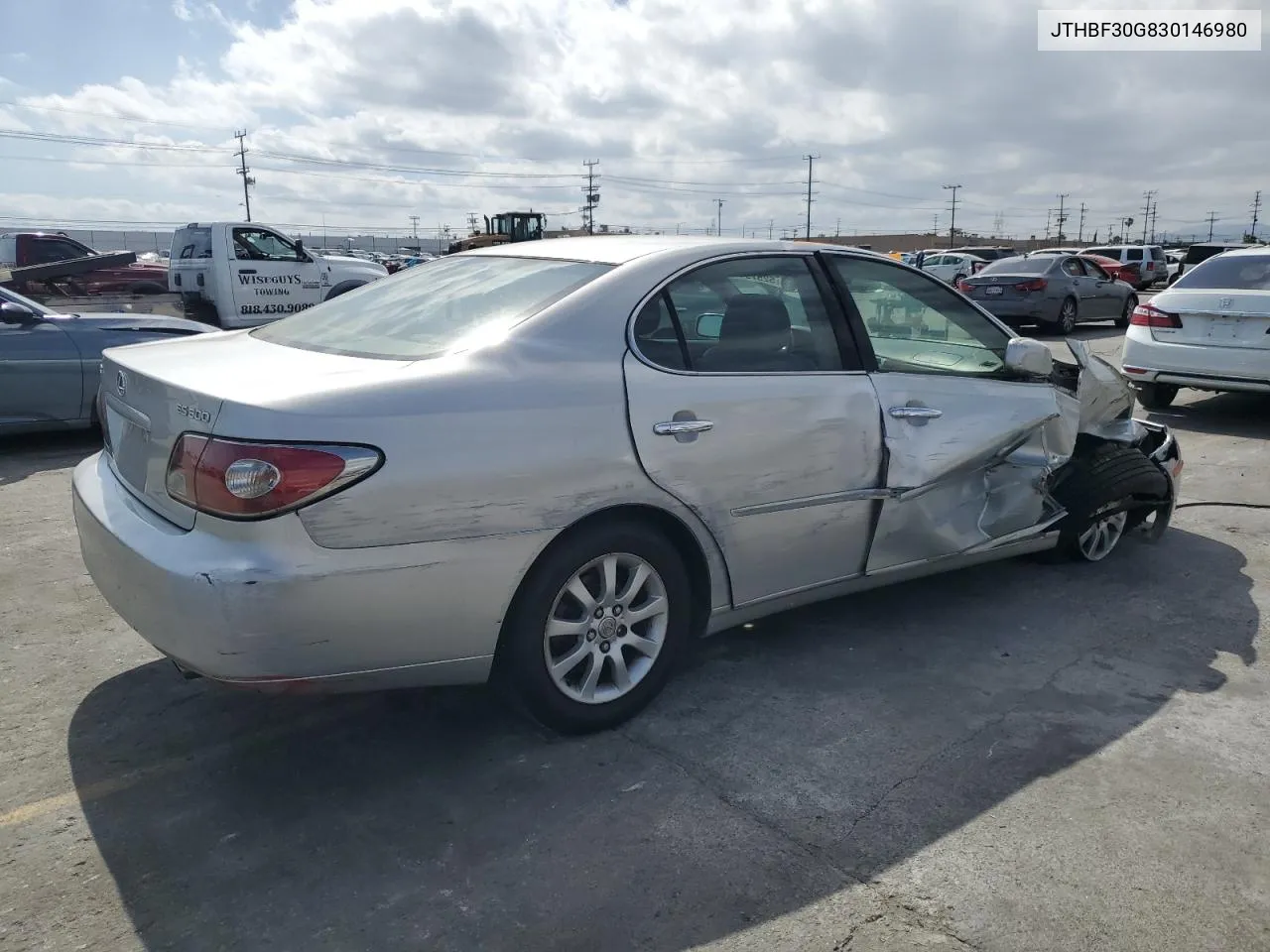 2003 Lexus Es 300 VIN: JTHBF30G830146980 Lot: 52579124