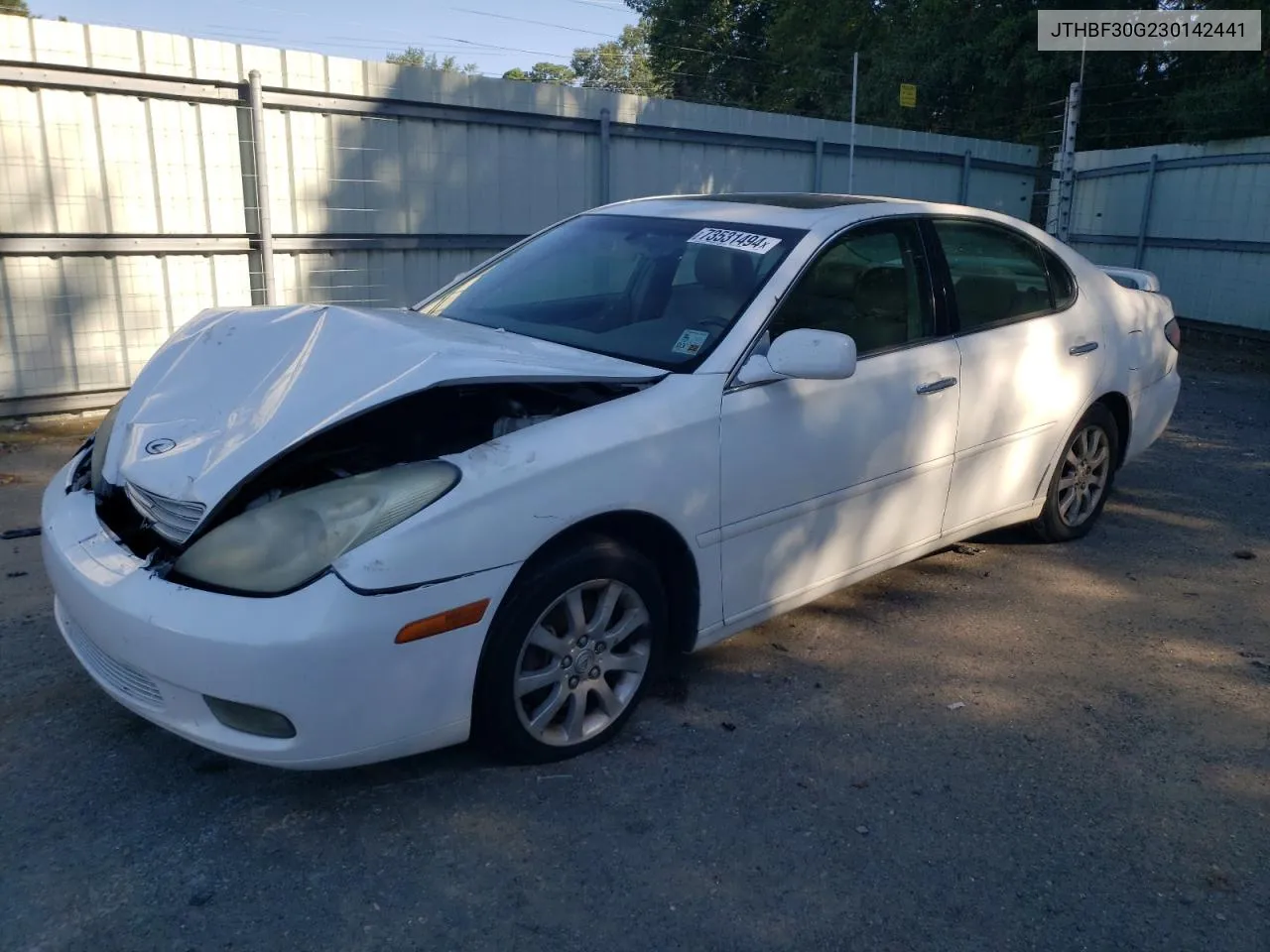 2003 Lexus Es 300 VIN: JTHBF30G230142441 Lot: 73531494