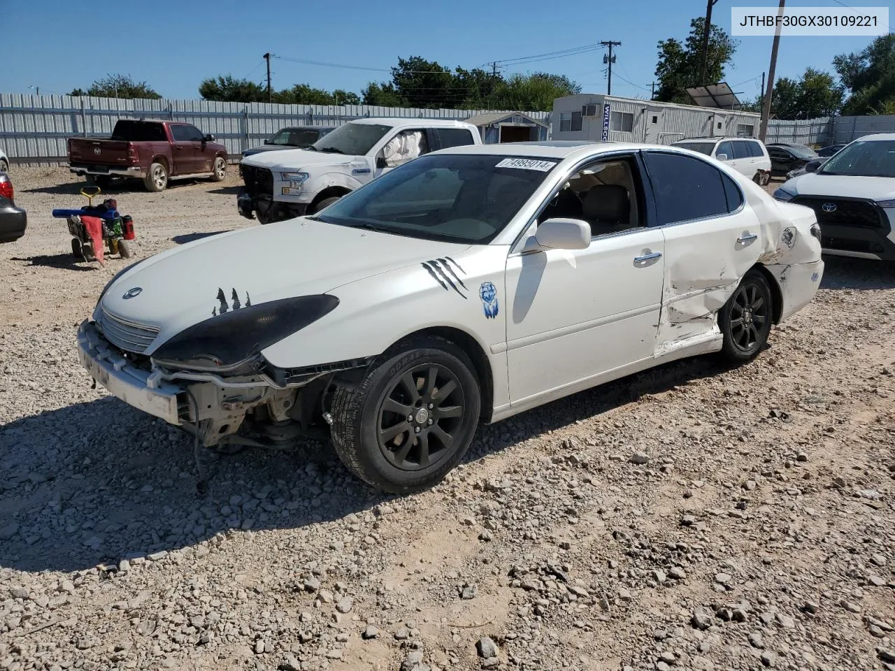 2003 Lexus Es 300 VIN: JTHBF30GX30109221 Lot: 74995014